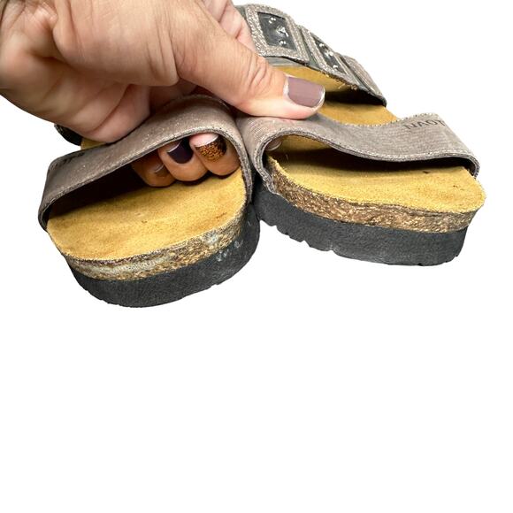 NAOT Womens Size 5 Narrow Silver Emma Studded Rhinestone Double Strap Sandals - Picture 6 of 10